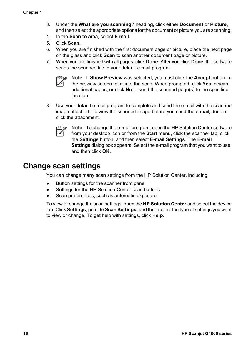 Change scan settings | HP G4000 series User Manual | Page 18 / 28