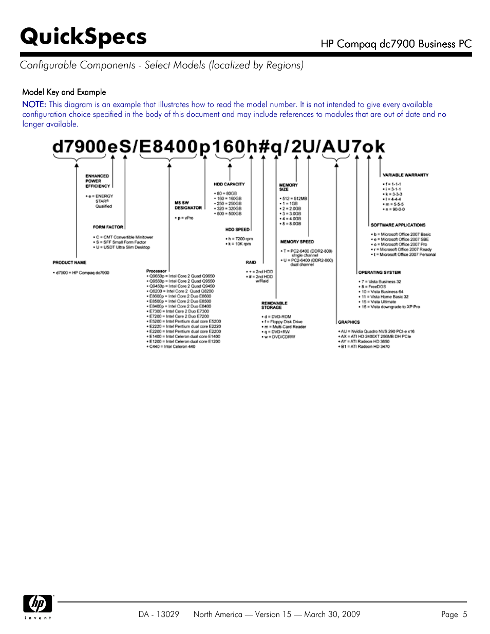 Quickspecs | HP DC7900 User Manual | Page 5 / 66