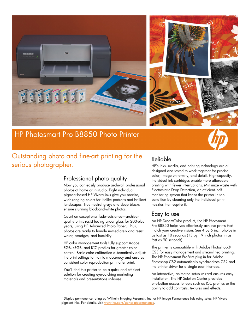 HP PhotoSmart Pro B8850 User Manual | 4 pages