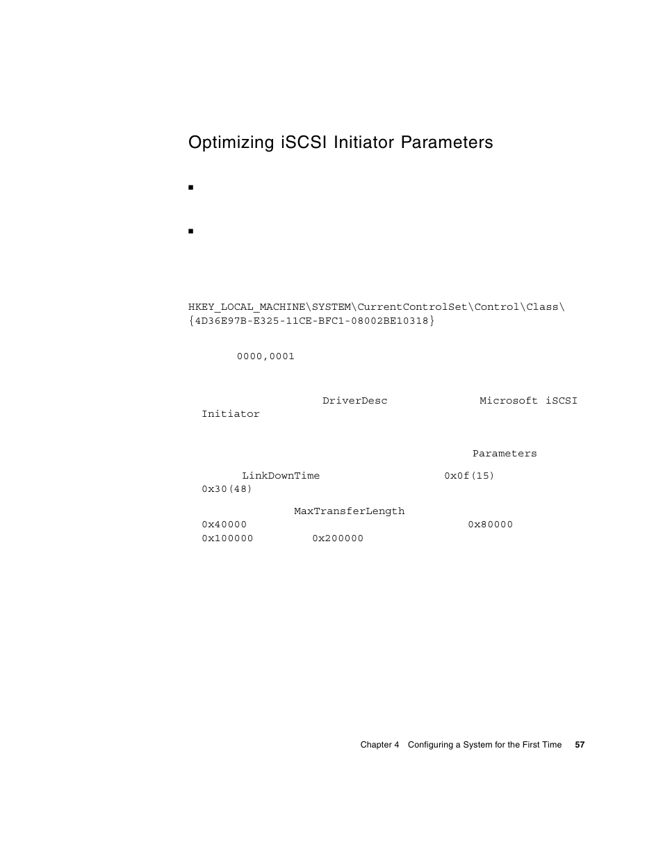 Optimizing iscsi initiator parameters | HP 2012i User Manual | Page 57 / 86