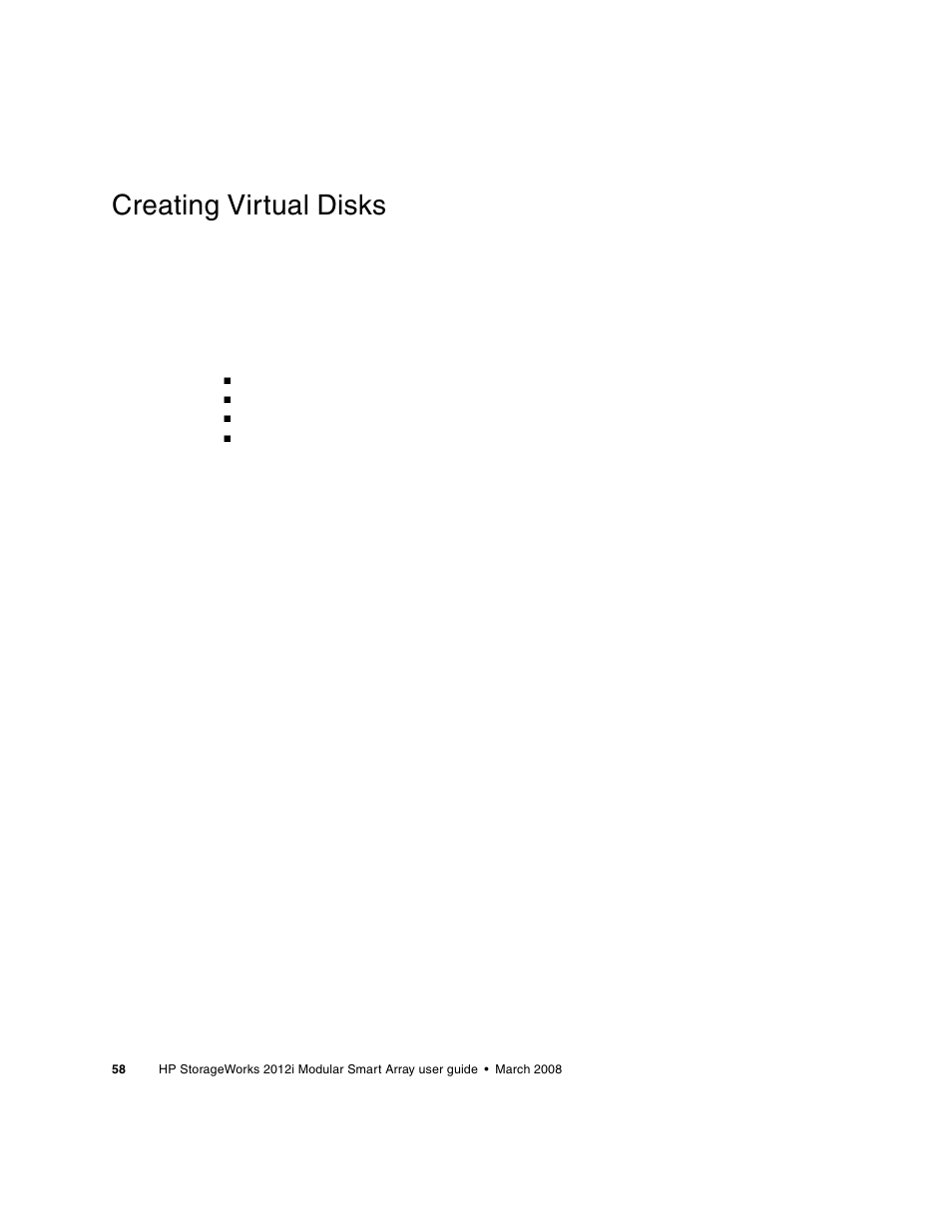 Creating virtual disks | HP 2012i User Manual | Page 58 / 86