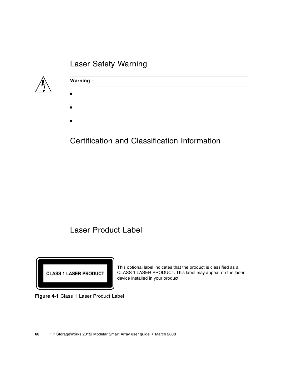 Laser safety warning, Certification and classification information, Laser product label | HP 2012i User Manual | Page 66 / 86