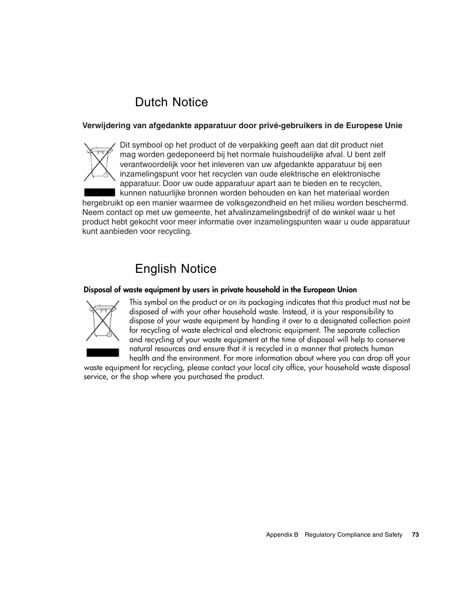 Dutch notice english notice | HP 2012i User Manual | Page 73 / 86