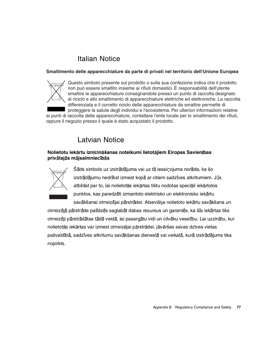 Italian notice latvian notice | HP 2012i User Manual | Page 77 / 86