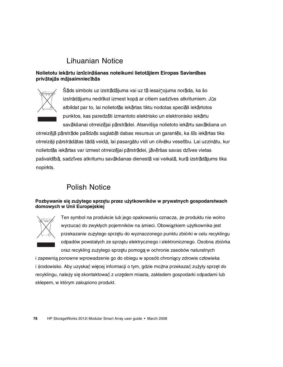 Lihuanian notice polish notice | HP 2012i User Manual | Page 78 / 86