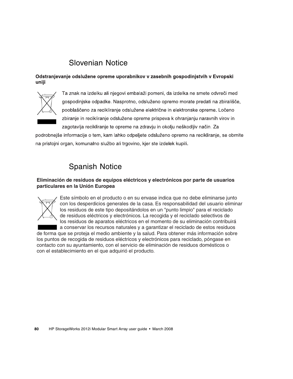 Slovenian notice spanish notice | HP 2012i User Manual | Page 80 / 86