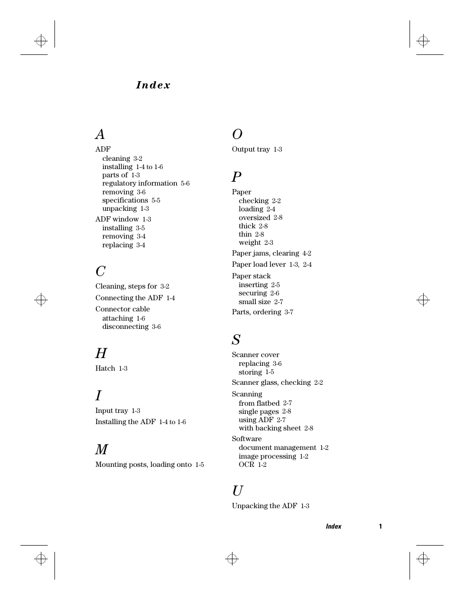 Index | HP ScanJet Scanners User Manual | Page 38 / 38
