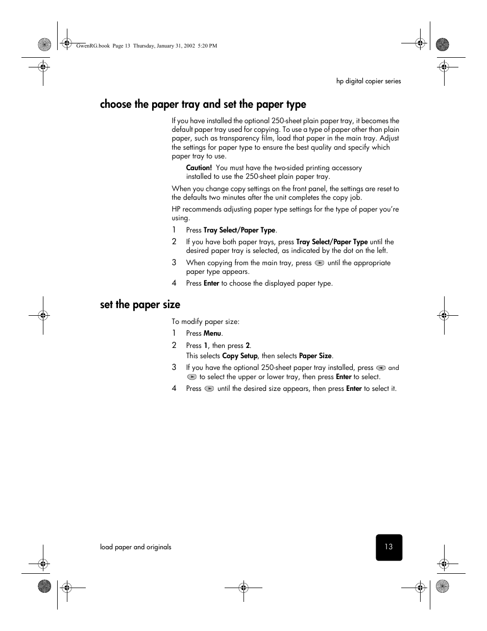 Choose the paper tray and set the paper type, Set the paper size, See choose the paper tray and set the | HP 610 User Manual | Page 19 / 102