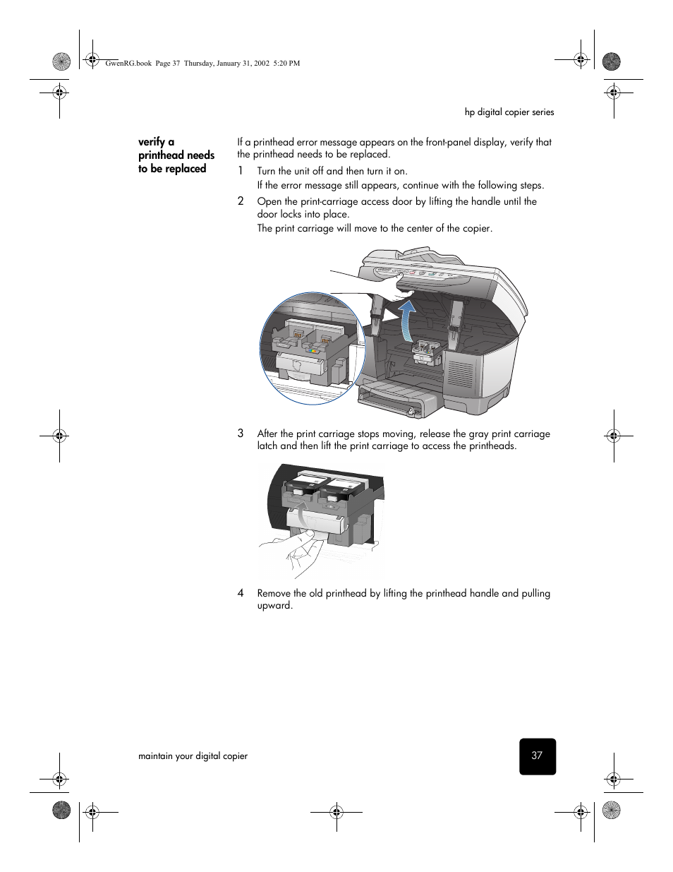 Verify a printhead needs to be replaced | HP 610 User Manual | Page 43 / 102