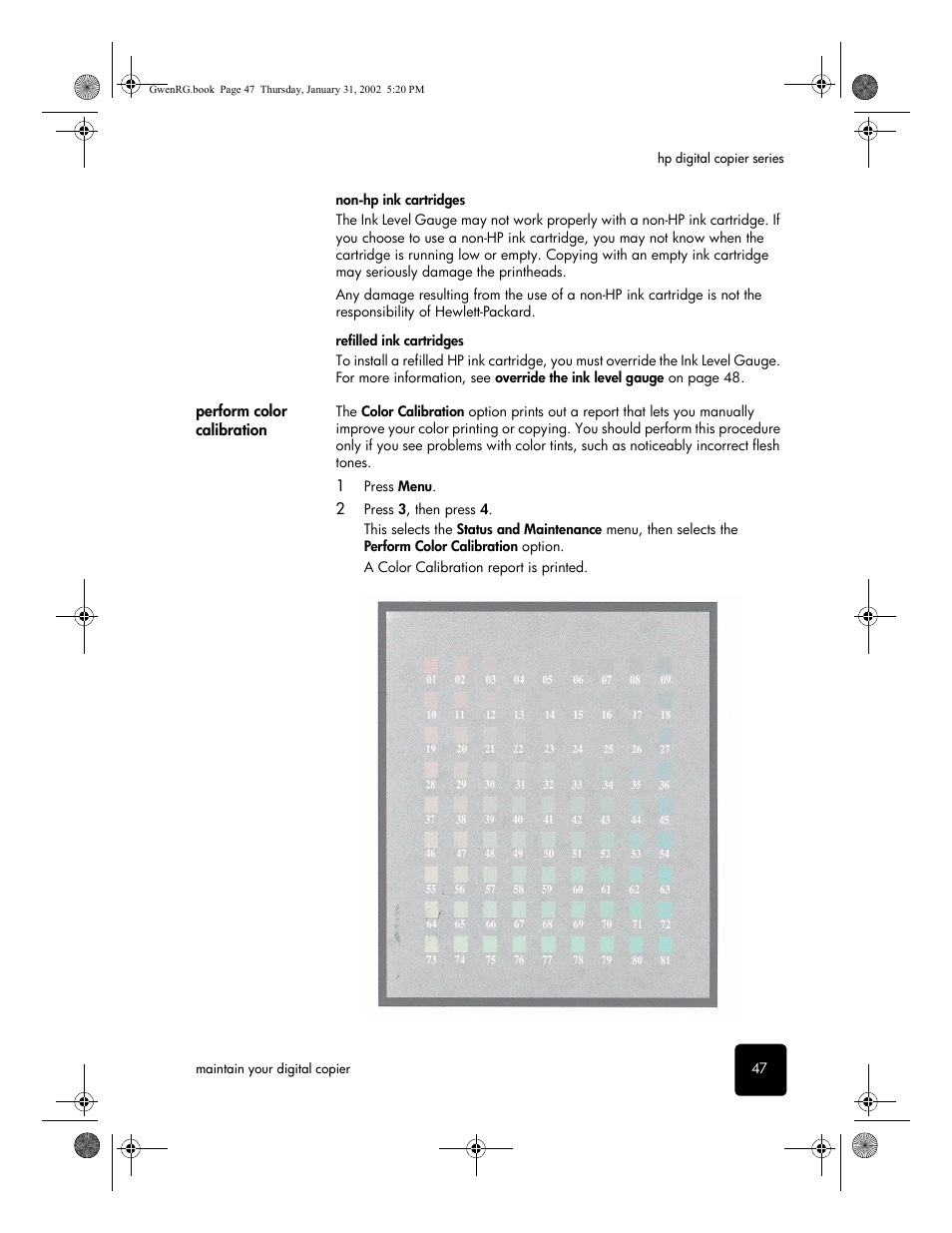 Perform color calibration | HP 610 User Manual | Page 53 / 102