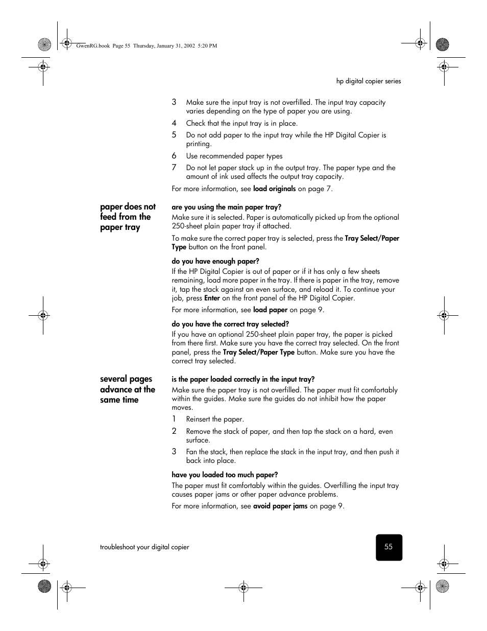 Paper does not feed from the paper tray | HP 610 User Manual | Page 61 / 102