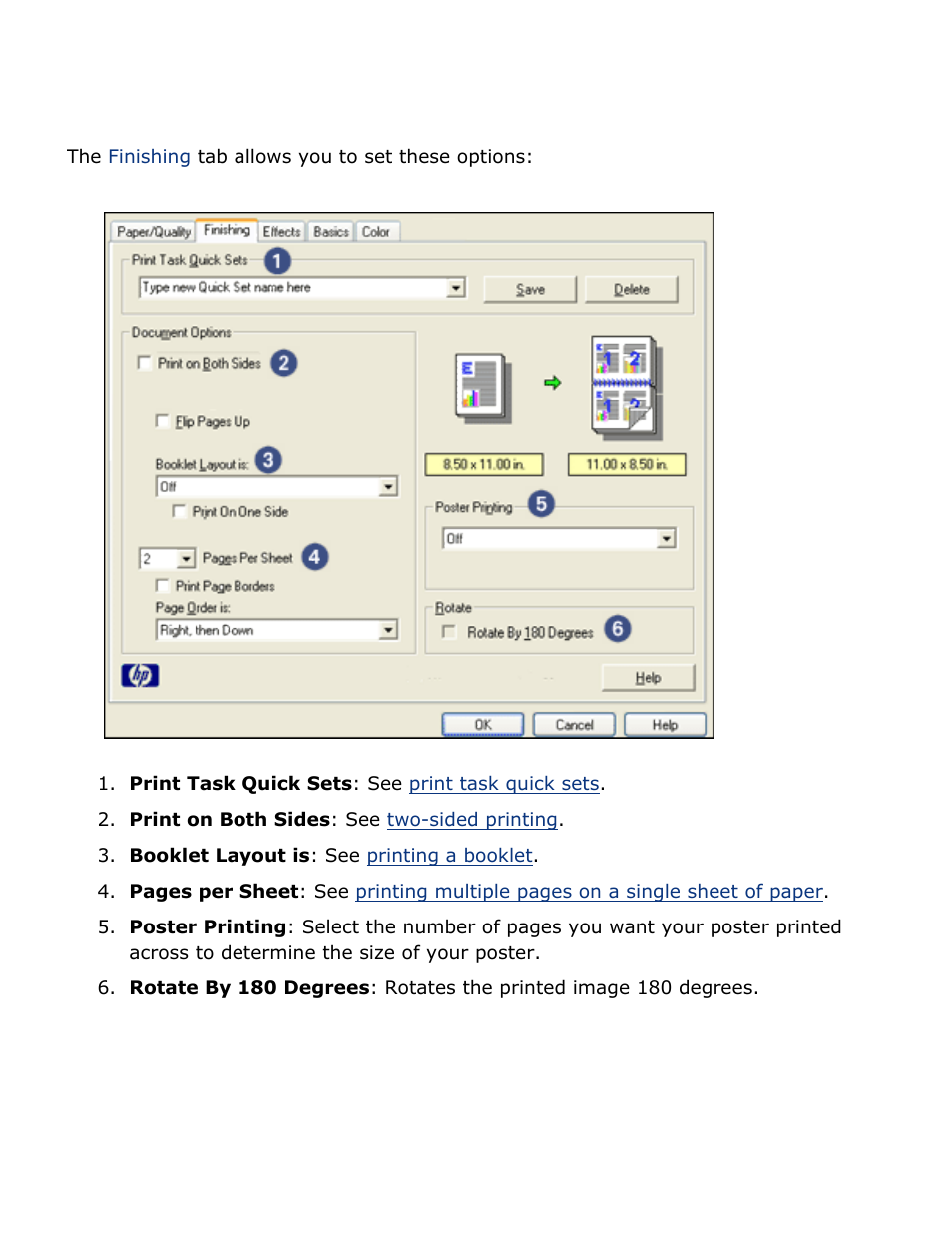 Finishing tab | HP 2 User Manual | Page 30 / 113