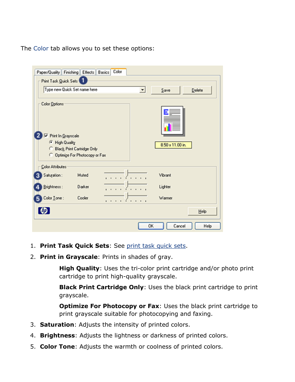 Color tab | HP 2 User Manual | Page 46 / 113