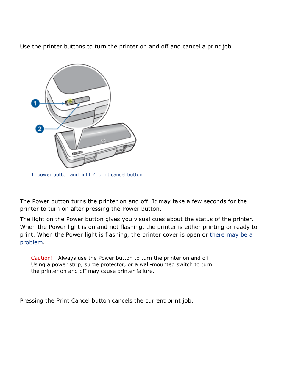 Buttons and light, Cancel button | HP 2 User Manual | Page 47 / 113