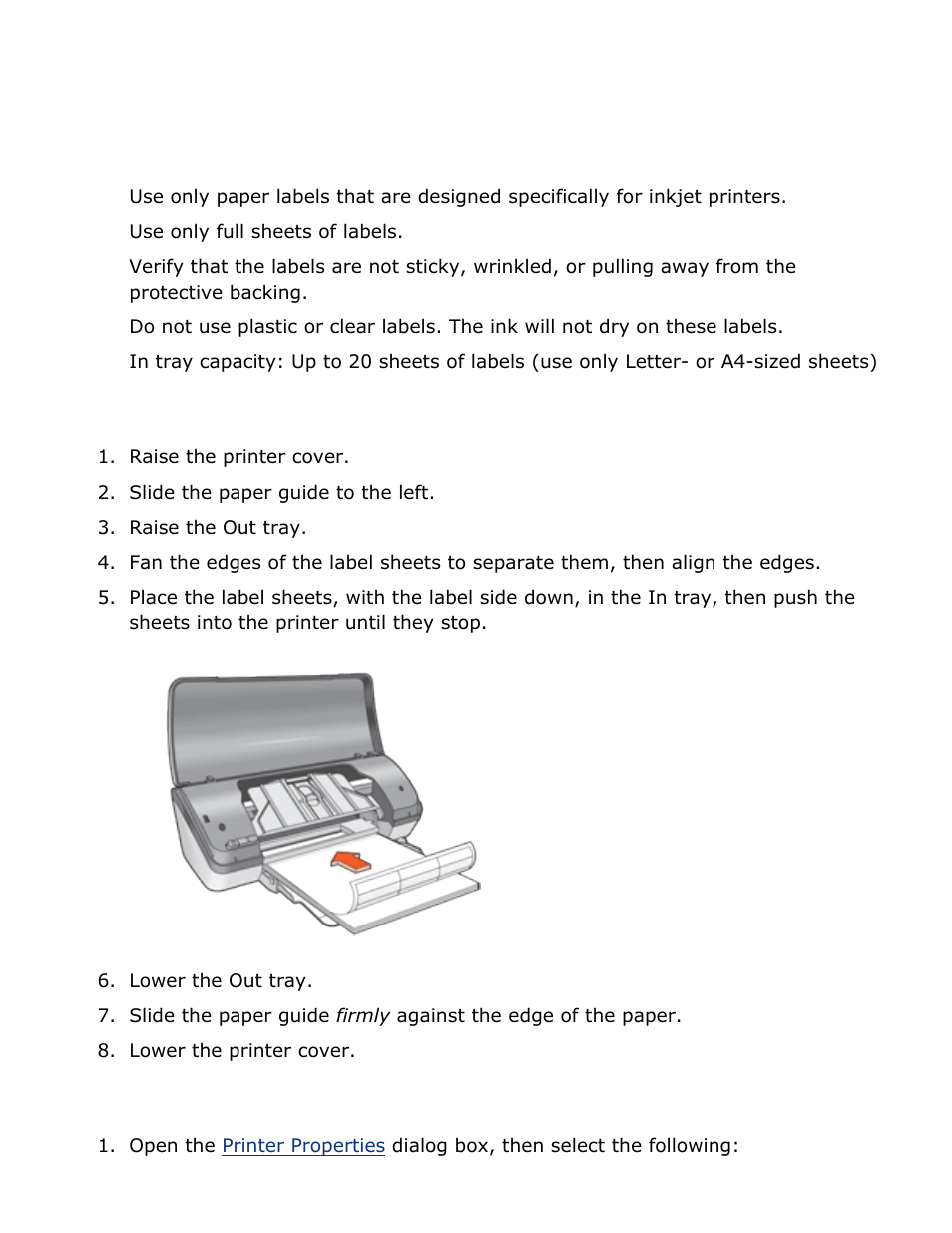 Labels, Guidelines, Preparing to print | Printing | HP 2 User Manual | Page 74 / 113