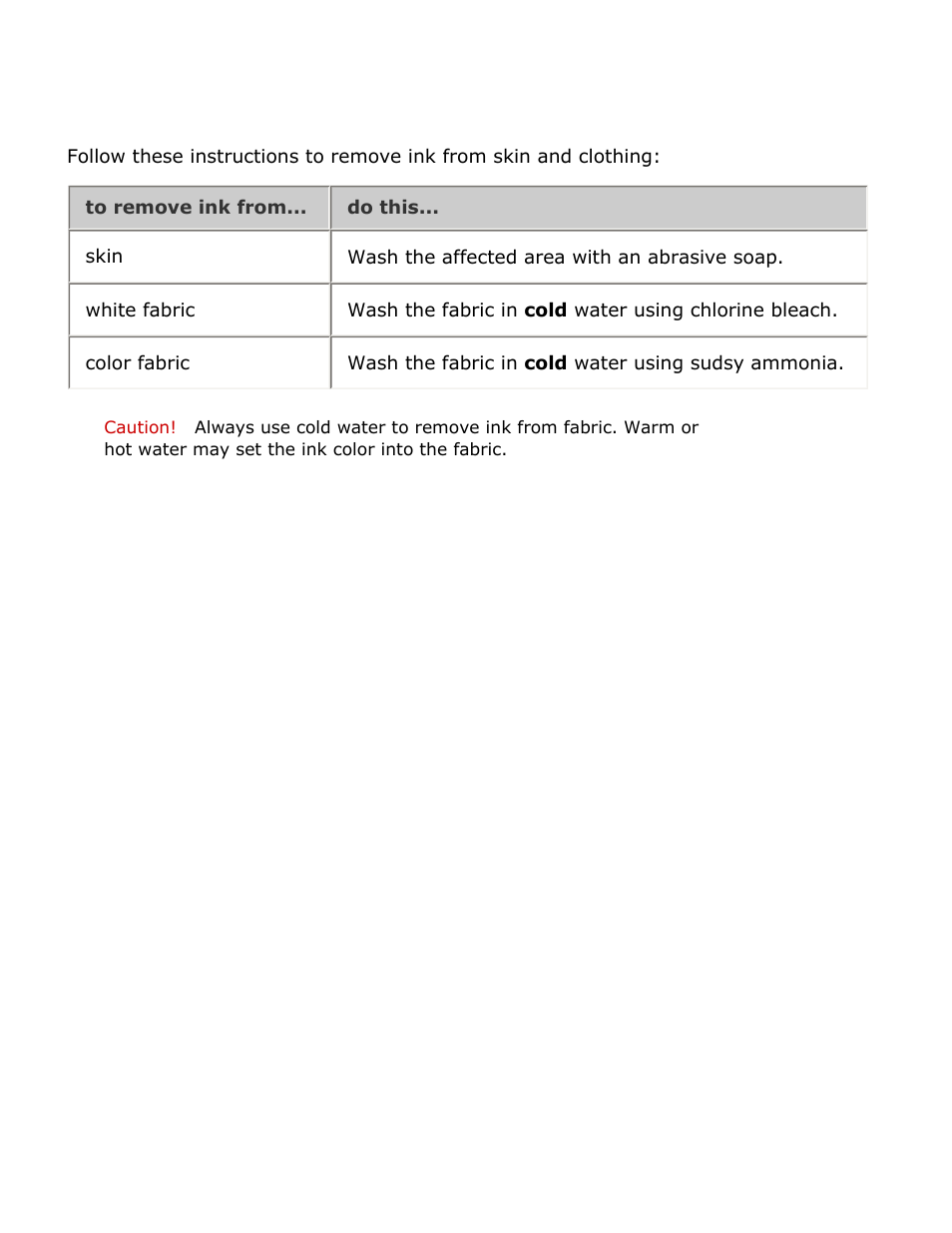 Removing ink from skin and clothing | HP 2 User Manual | Page 93 / 113