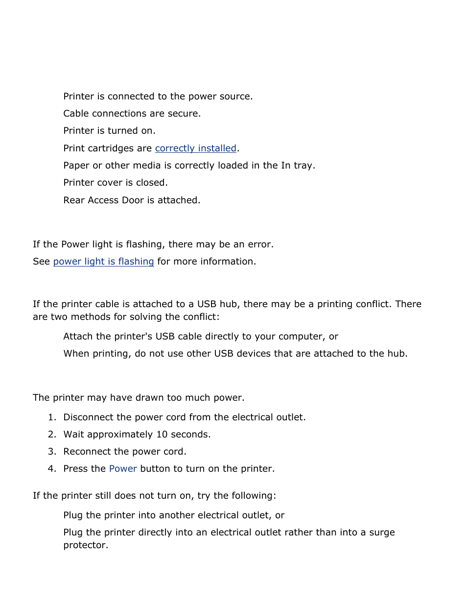 Printer is not printing, Verify the following, Check the power light | Check the printer cable connection, If the printer does not turn on | HP 2 User Manual | Page 97 / 113