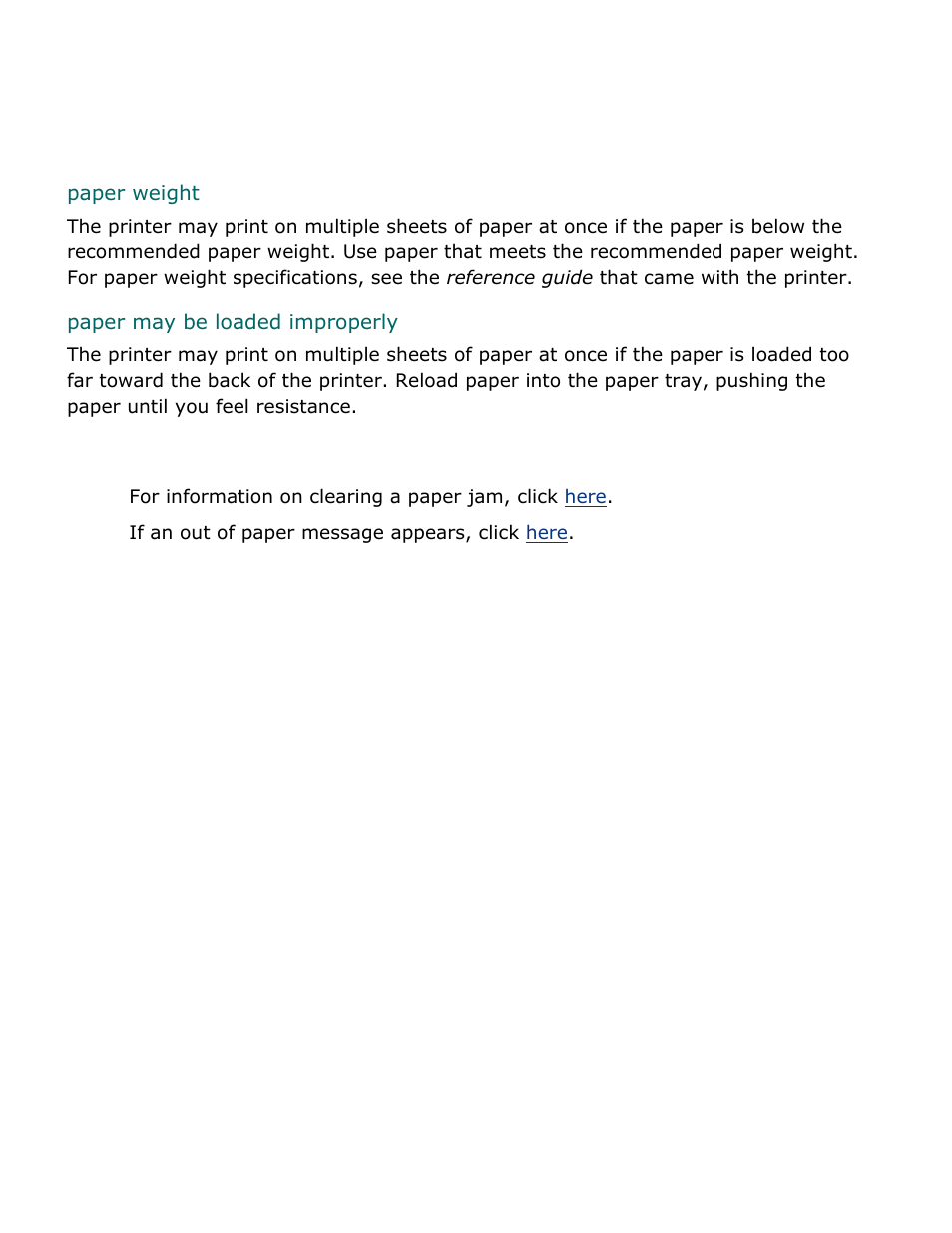 Paper problems, The printer prints on multiple sheets at once, Other paper problems | HP 2 User Manual | Page 99 / 113