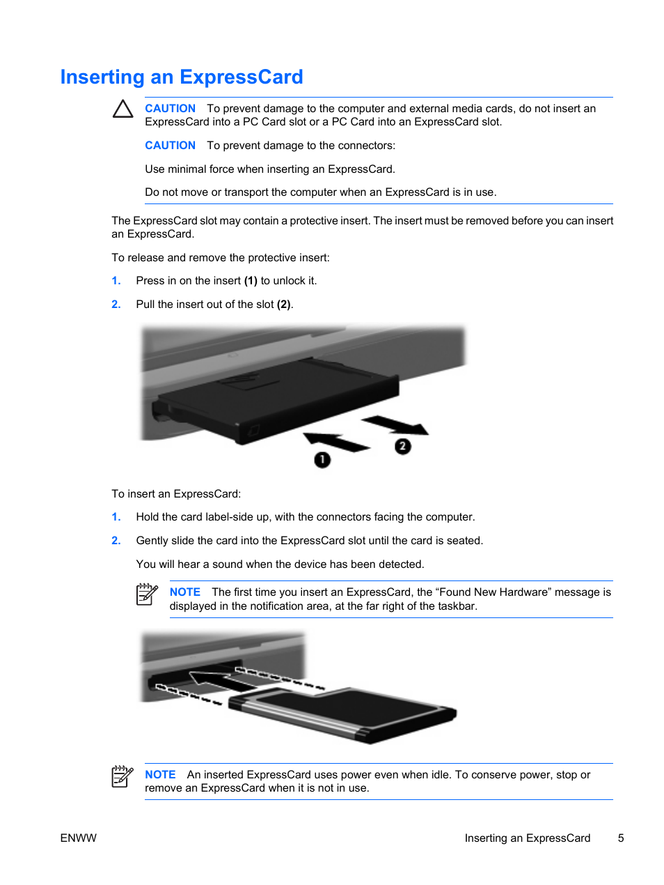 Inserting an expresscard | HP Camera Accessories User Manual | Page 9 / 12