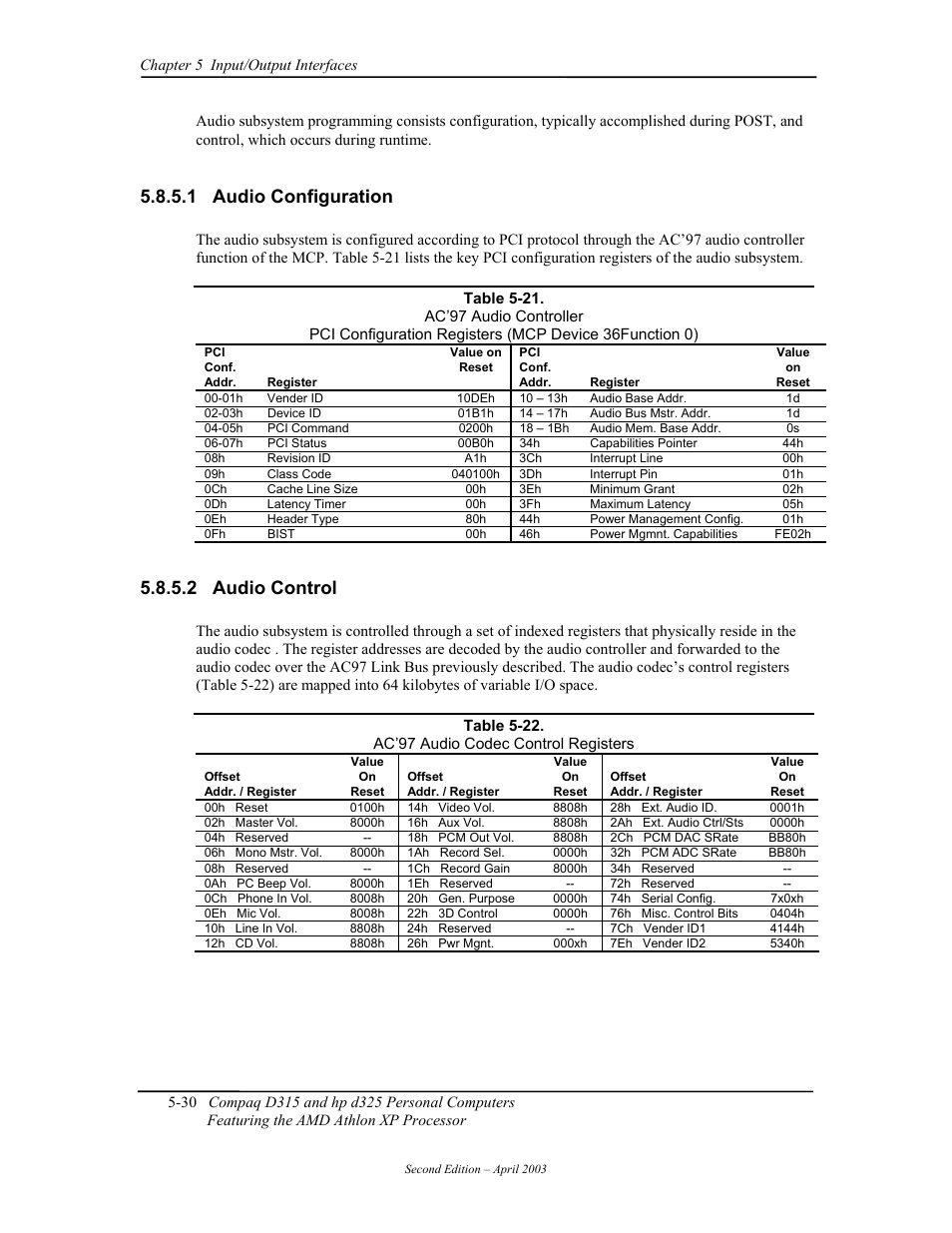 Audio configuration, Audio control, 1 audio configuration | 2 audio control | HP D315 User Manual | Page 112 / 192