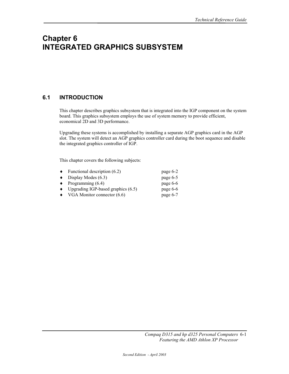 Chapter 6 intregrated graphics subsystem, Introduction, Chapter 6 integrated graphics subsystem | HP D315 User Manual | Page 119 / 192