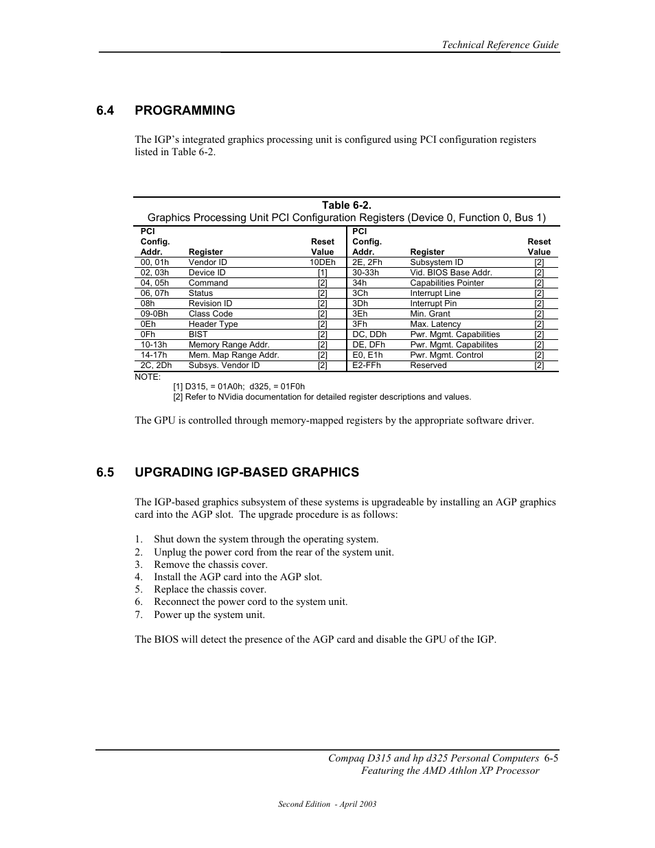 Programming, Upgrading igp-based graphics, 4 programming | 5 upgrading igp-based graphics | HP D315 User Manual | Page 123 / 192