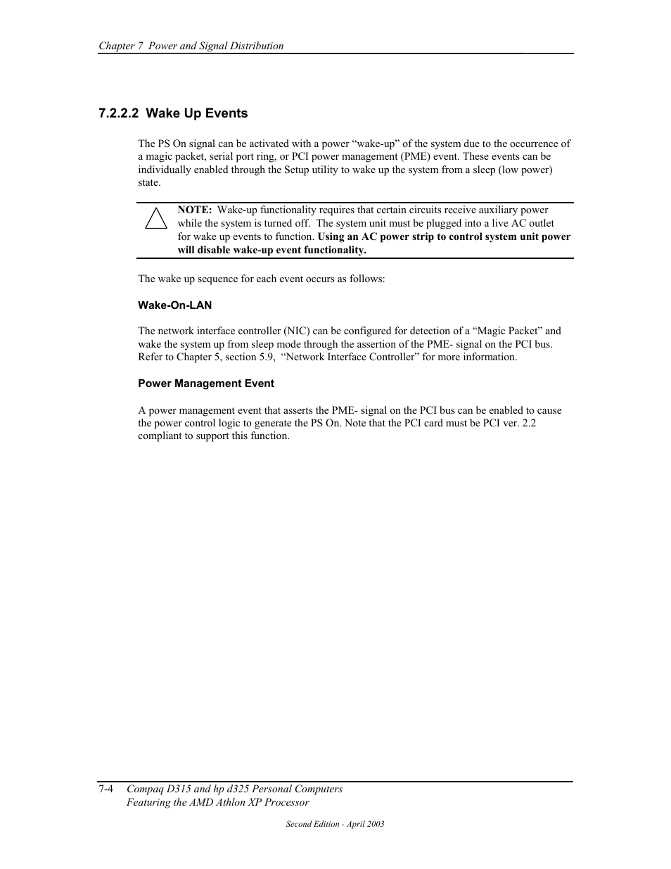 Wake up events | HP D315 User Manual | Page 128 / 192