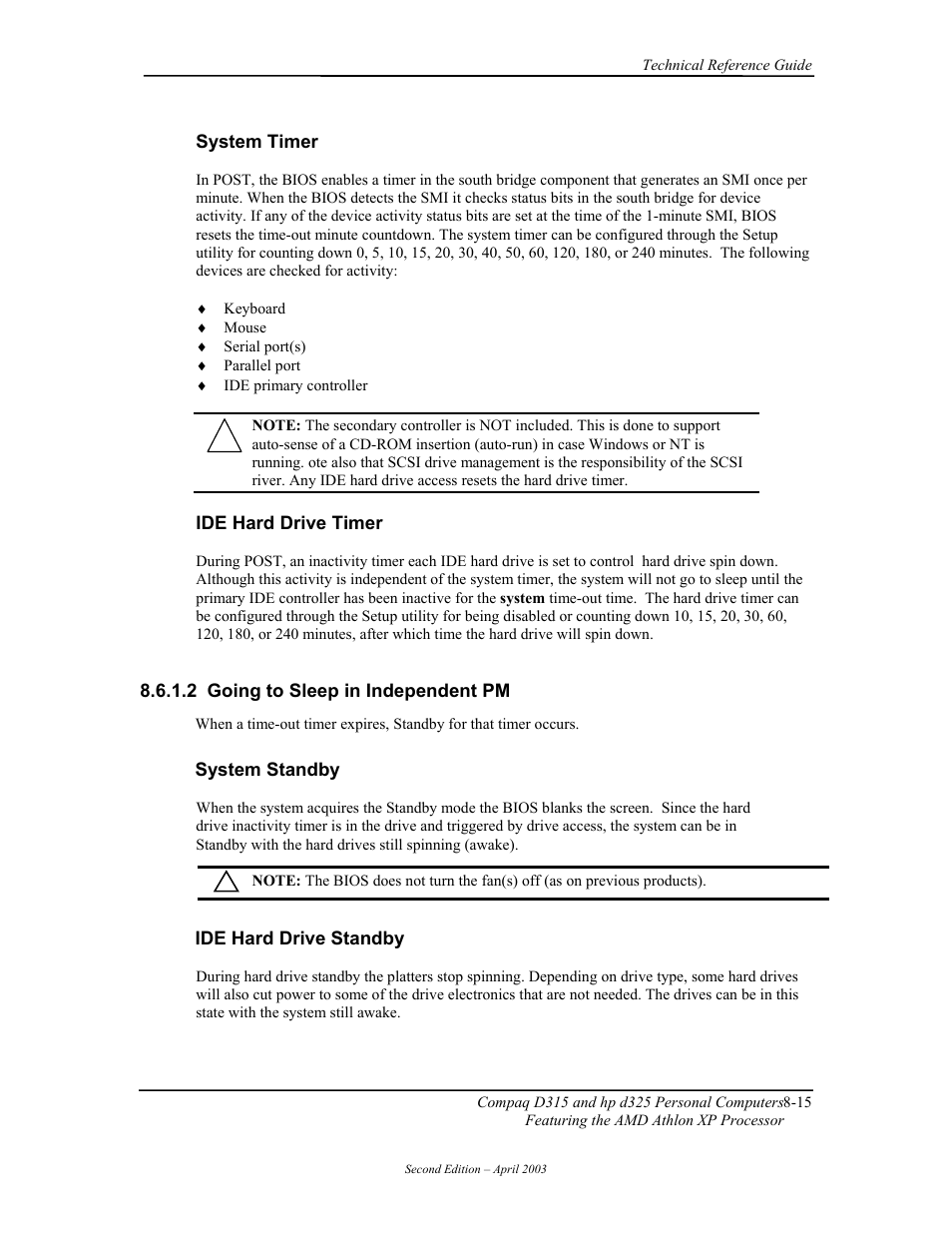 Going to sleep in independent pm | HP D315 User Manual | Page 149 / 192