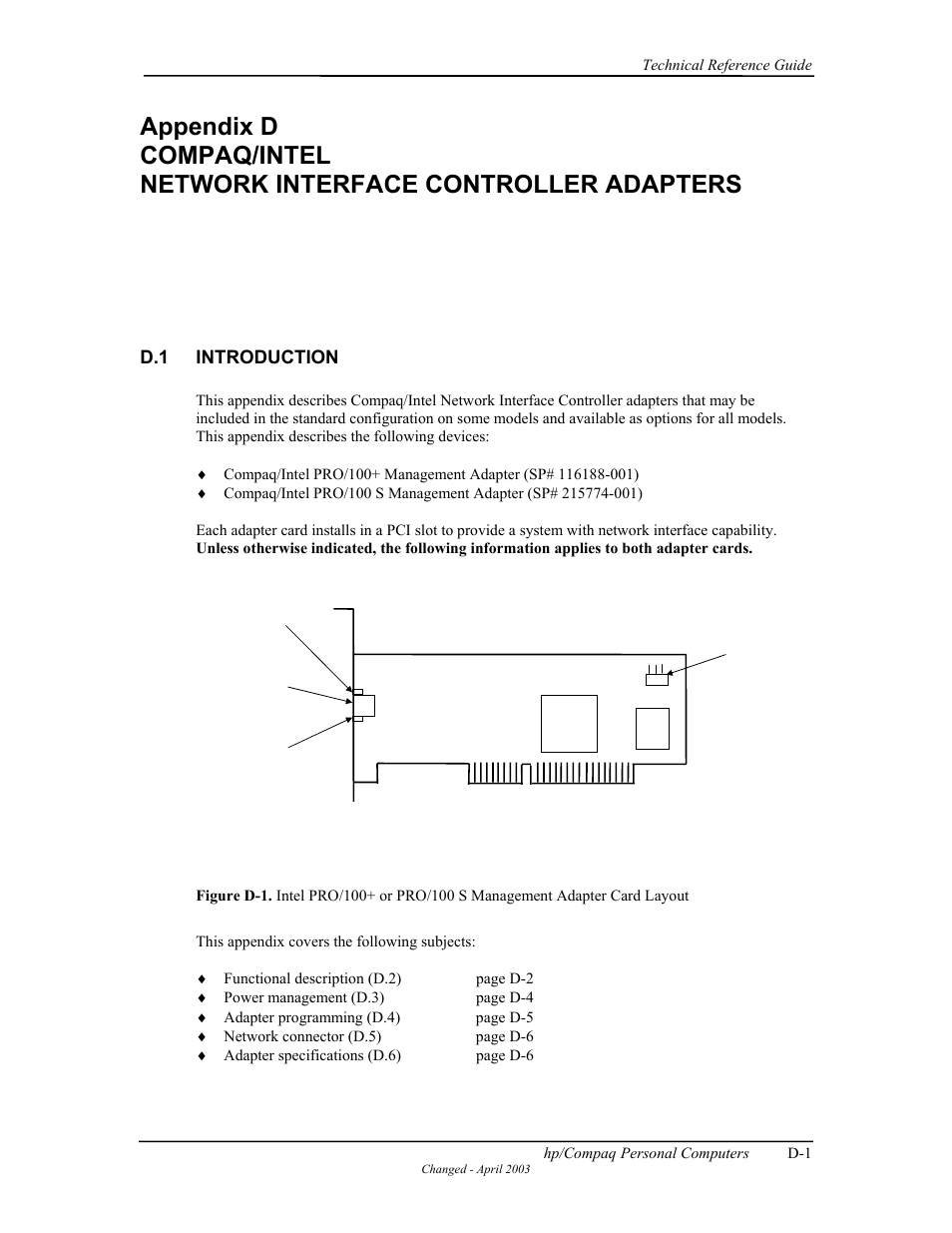 Introduction, D.1 introduction | HP D315 User Manual | Page 181 / 192