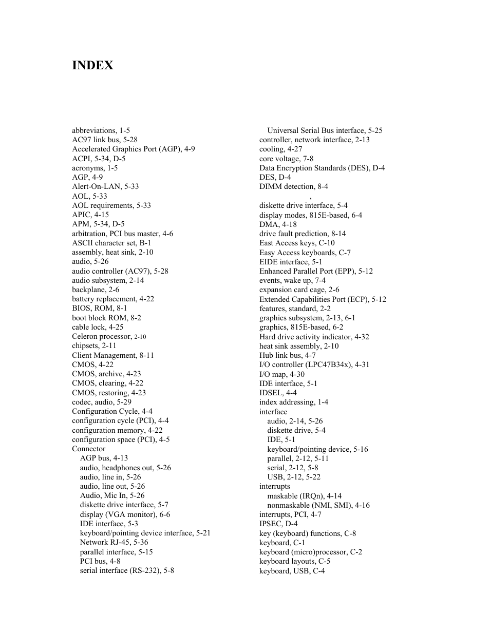 Index | HP D315 User Manual | Page 189 / 192