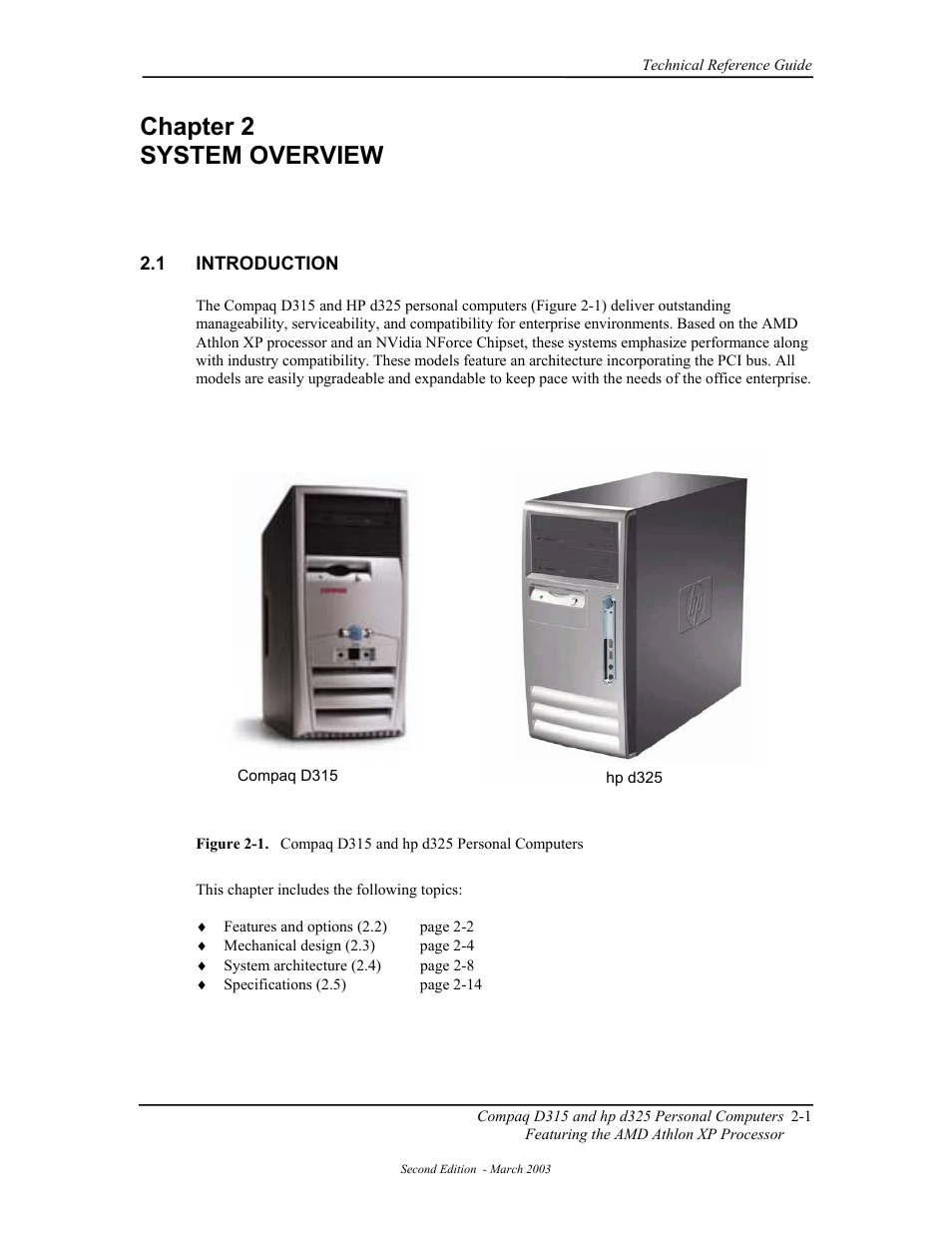 Chapter 2 system overview, Introduction | HP D315 User Manual | Page 27 / 192
