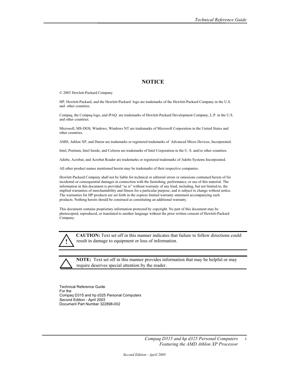Notice | HP D315 User Manual | Page 5 / 192