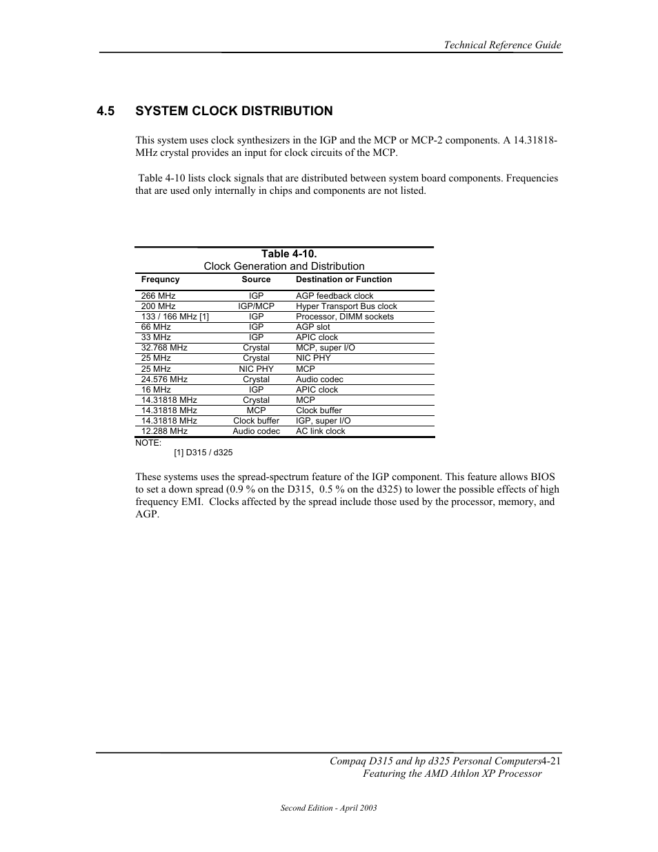System clock distribution, 5 system clock distribution | HP D315 User Manual | Page 71 / 192