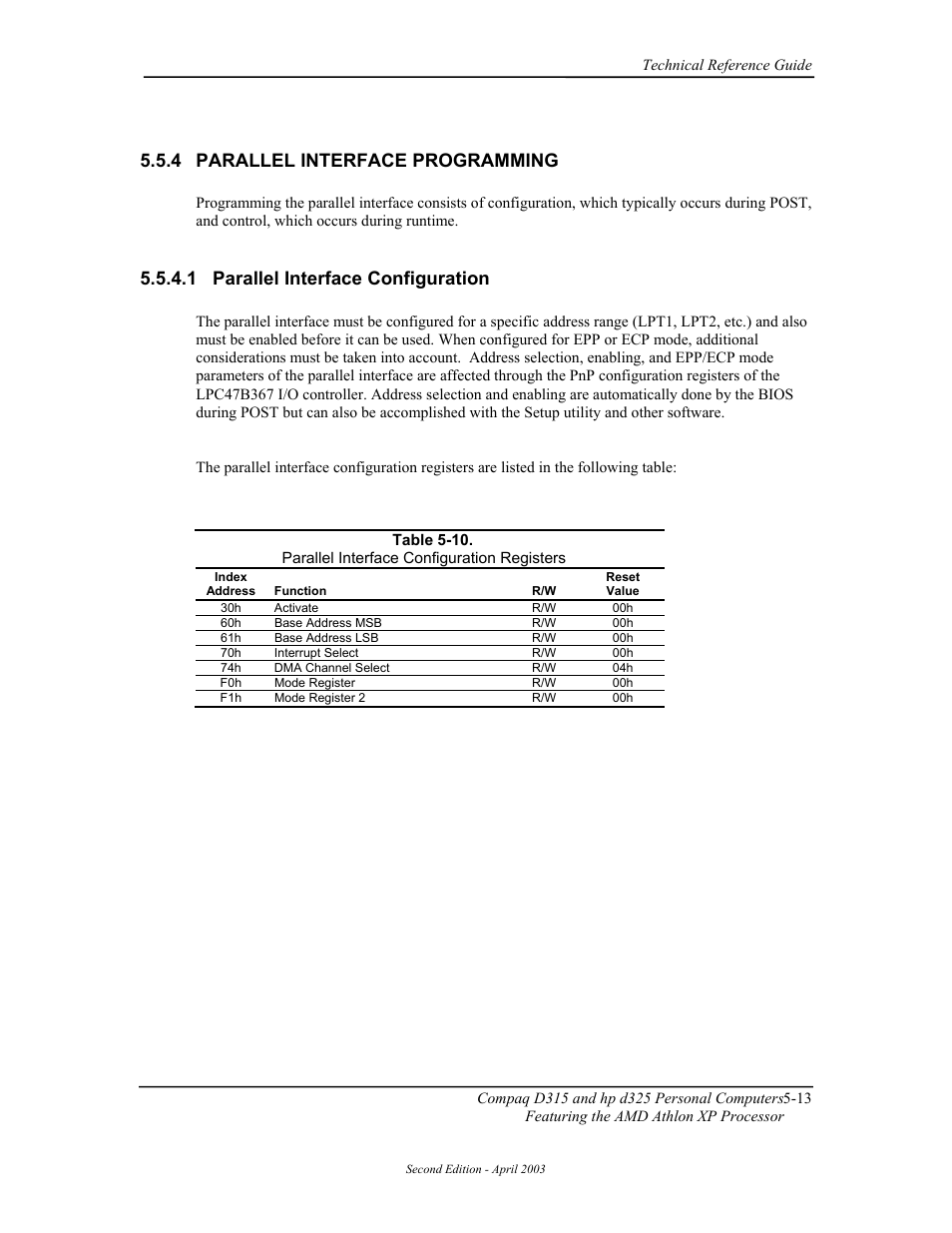 Parallel interface programming, Parallel interface configuration, 4 parallel interface programming | 1 parallel interface configuration | HP D315 User Manual | Page 95 / 192