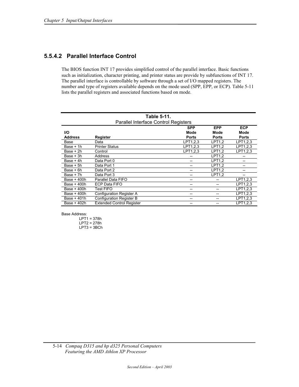 Parallel interface control, 2 parallel interface control | HP D315 User Manual | Page 96 / 192