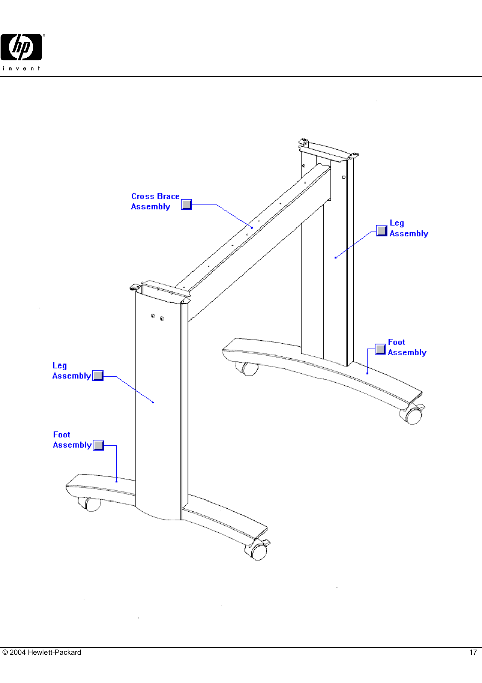 Designjet 230 (d-size), Hp parts reference guide, Stand assembly | HP 230 User Manual | Page 17 / 19