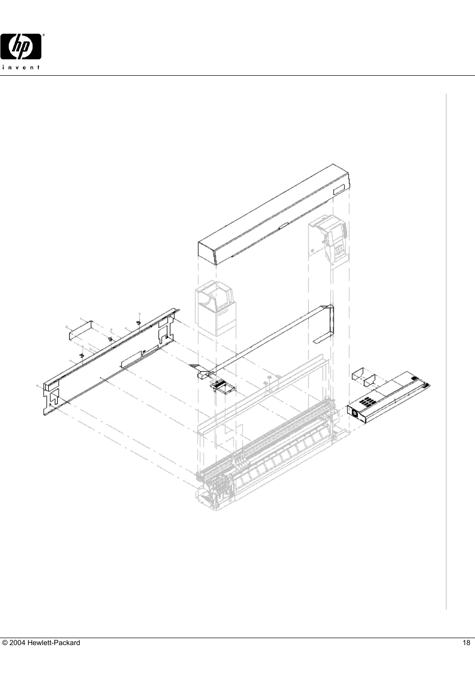 Designjet 230 (d-size), Hp parts reference guide, Top/back covers, electronics, trailing cable | HP 230 User Manual | Page 18 / 19