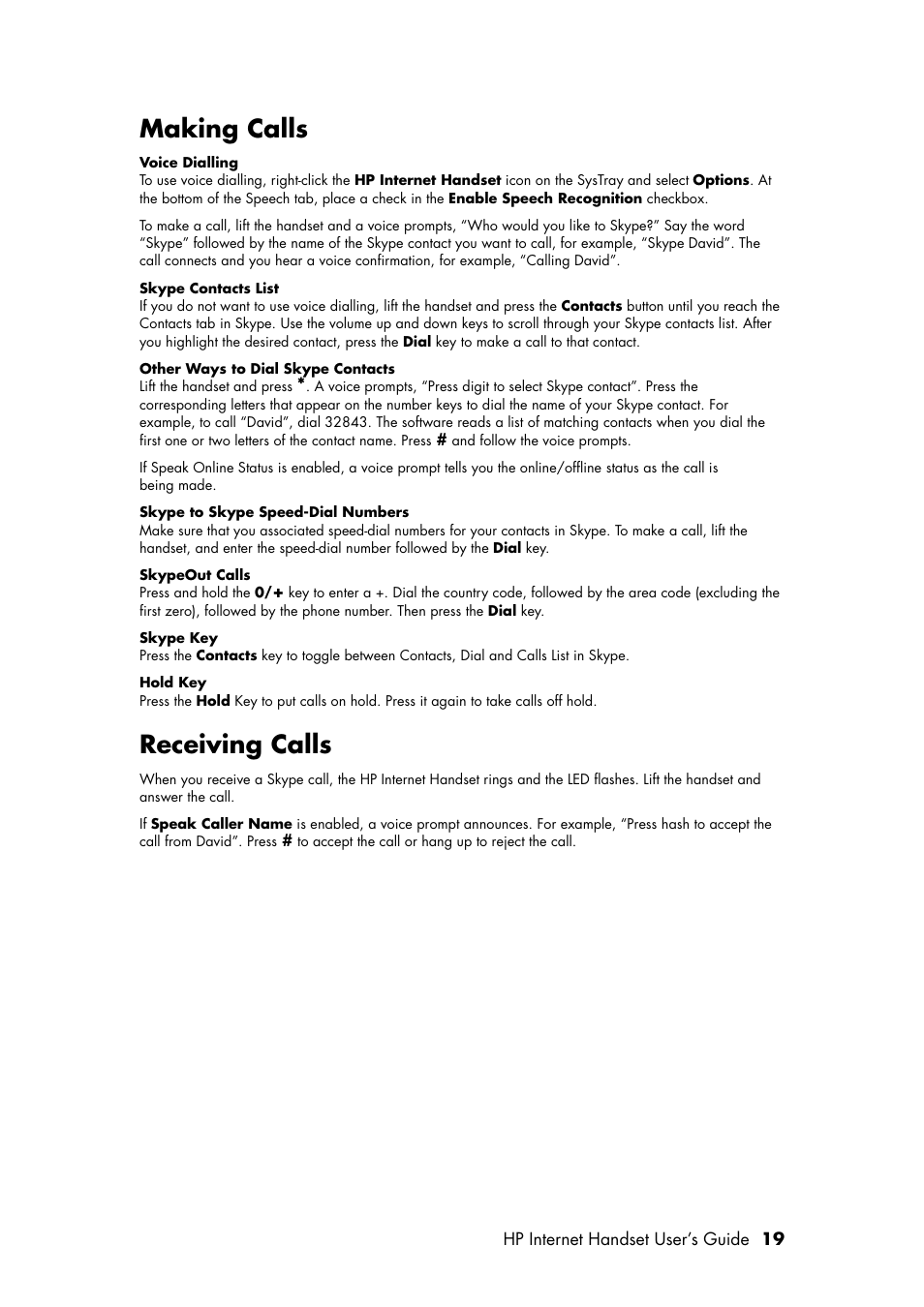 Making calls, Receiving calls, Refer to | HP Internet Handset User Manual | Page 23 / 28