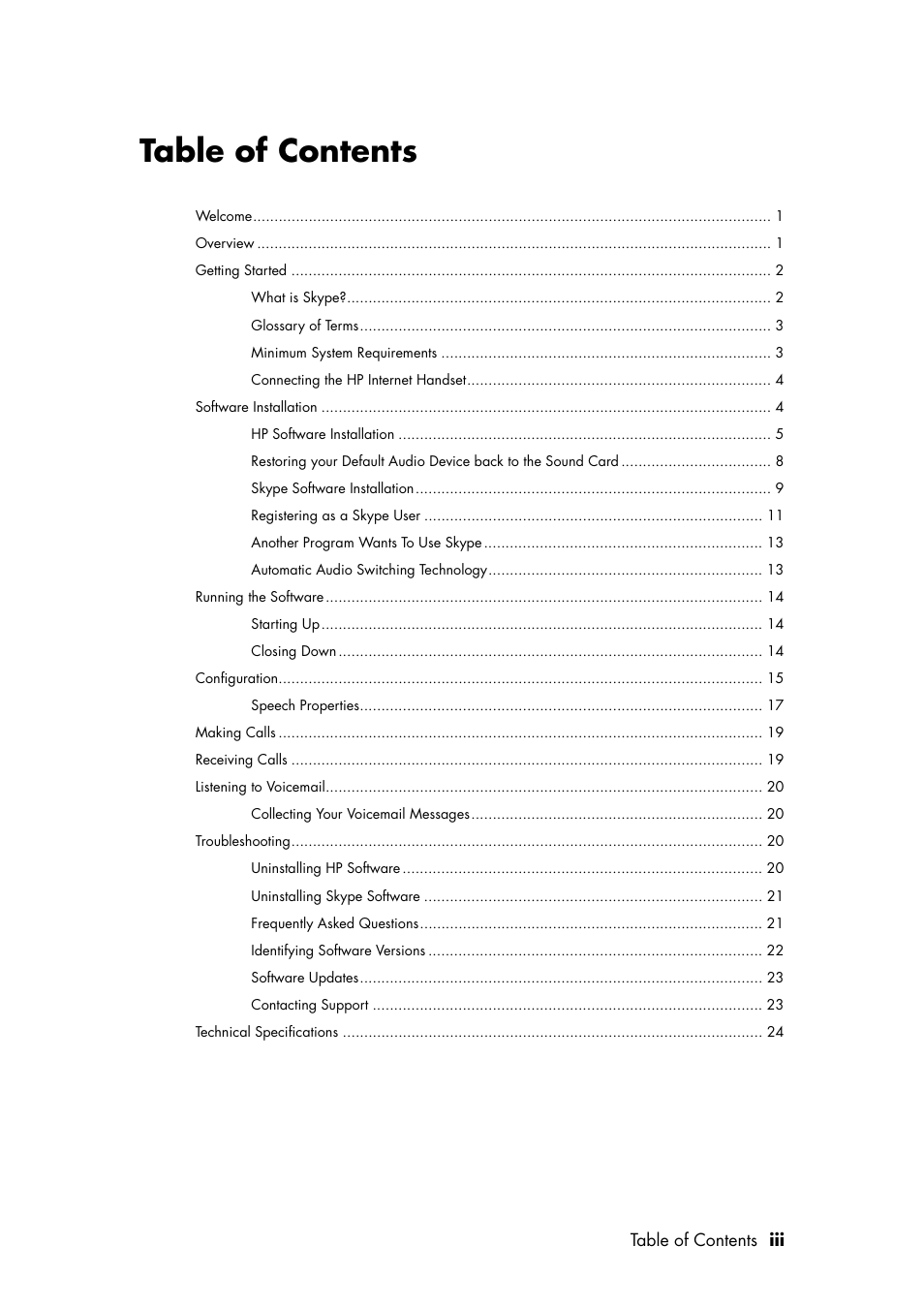 HP Internet Handset User Manual | Page 3 / 28