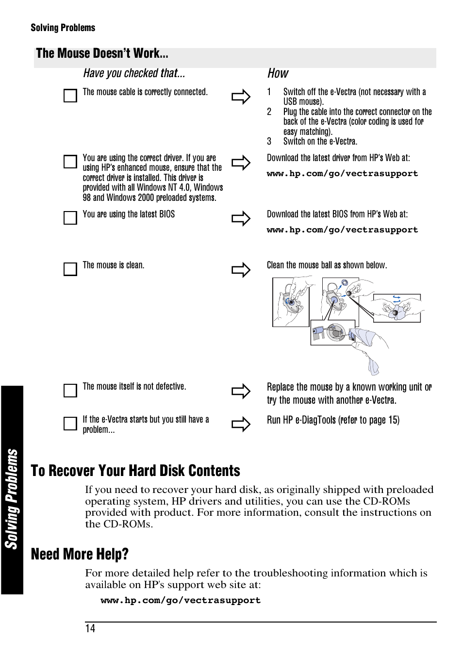 So lv in g pr ob le m s, Need more help | HP e-Vectra User Manual | Page 14 / 30