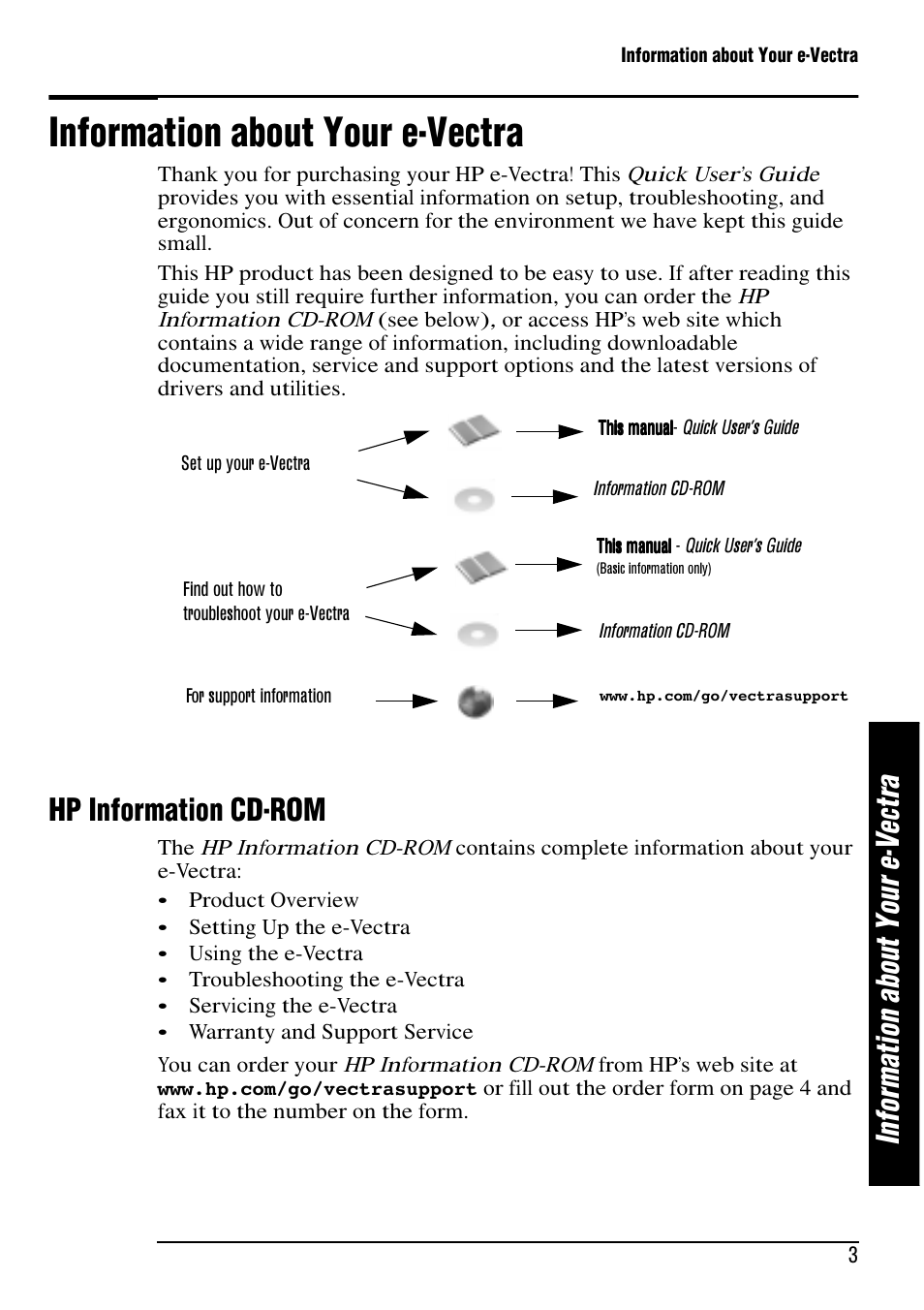 Information about your e-vectra, Hp information cd-rom | HP e-Vectra User Manual | Page 3 / 30