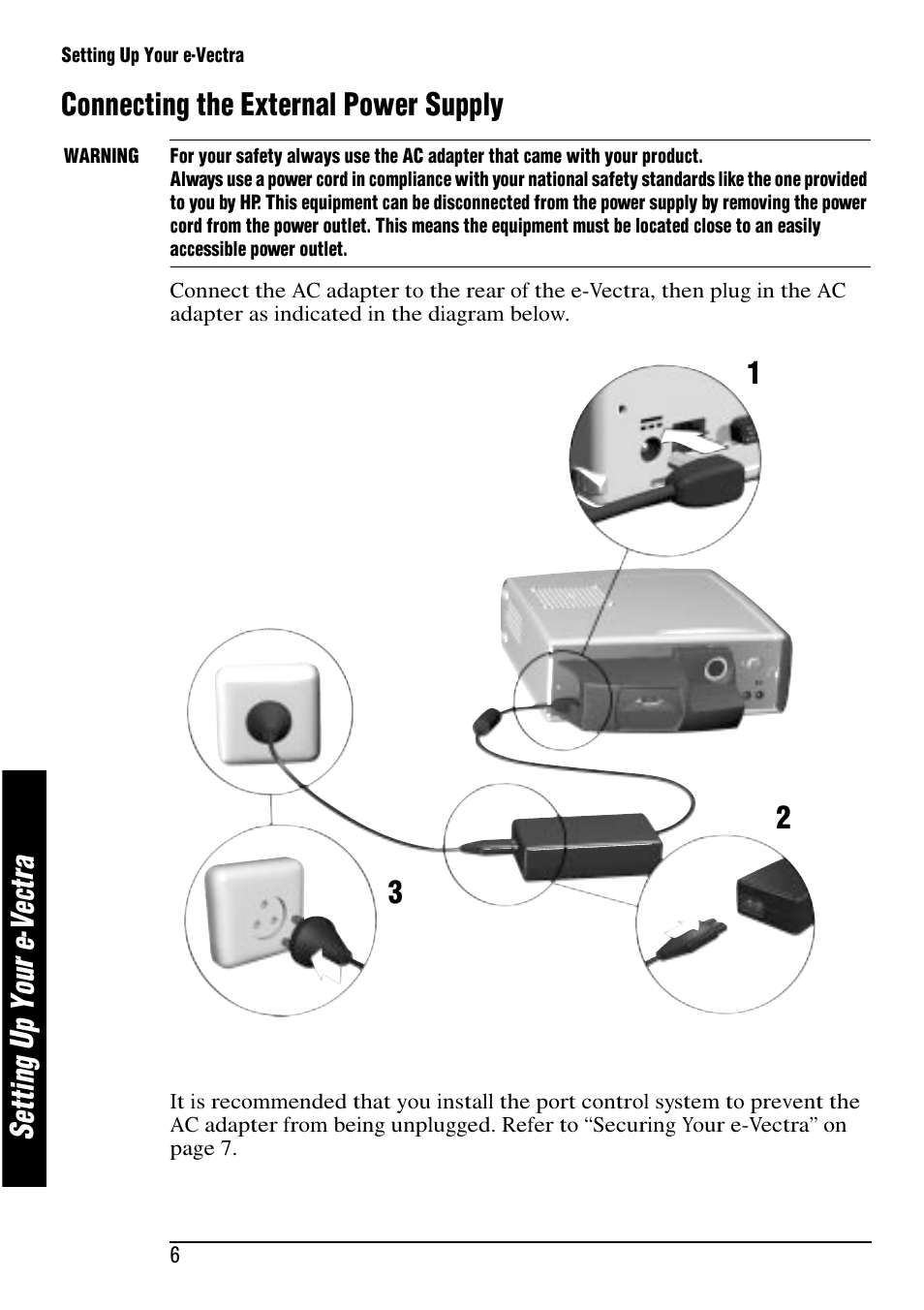 Se tt in g up y ou r e -v ec tr a | HP e-Vectra User Manual | Page 6 / 30