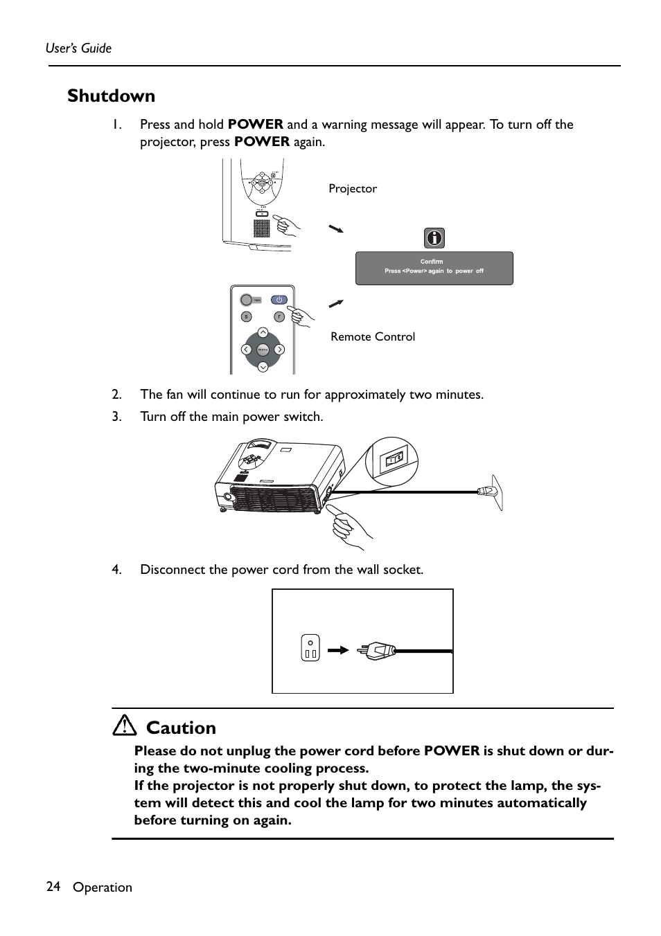 Shutdown, Caution | HP Digital VP6121 User Manual | Page 24 / 35