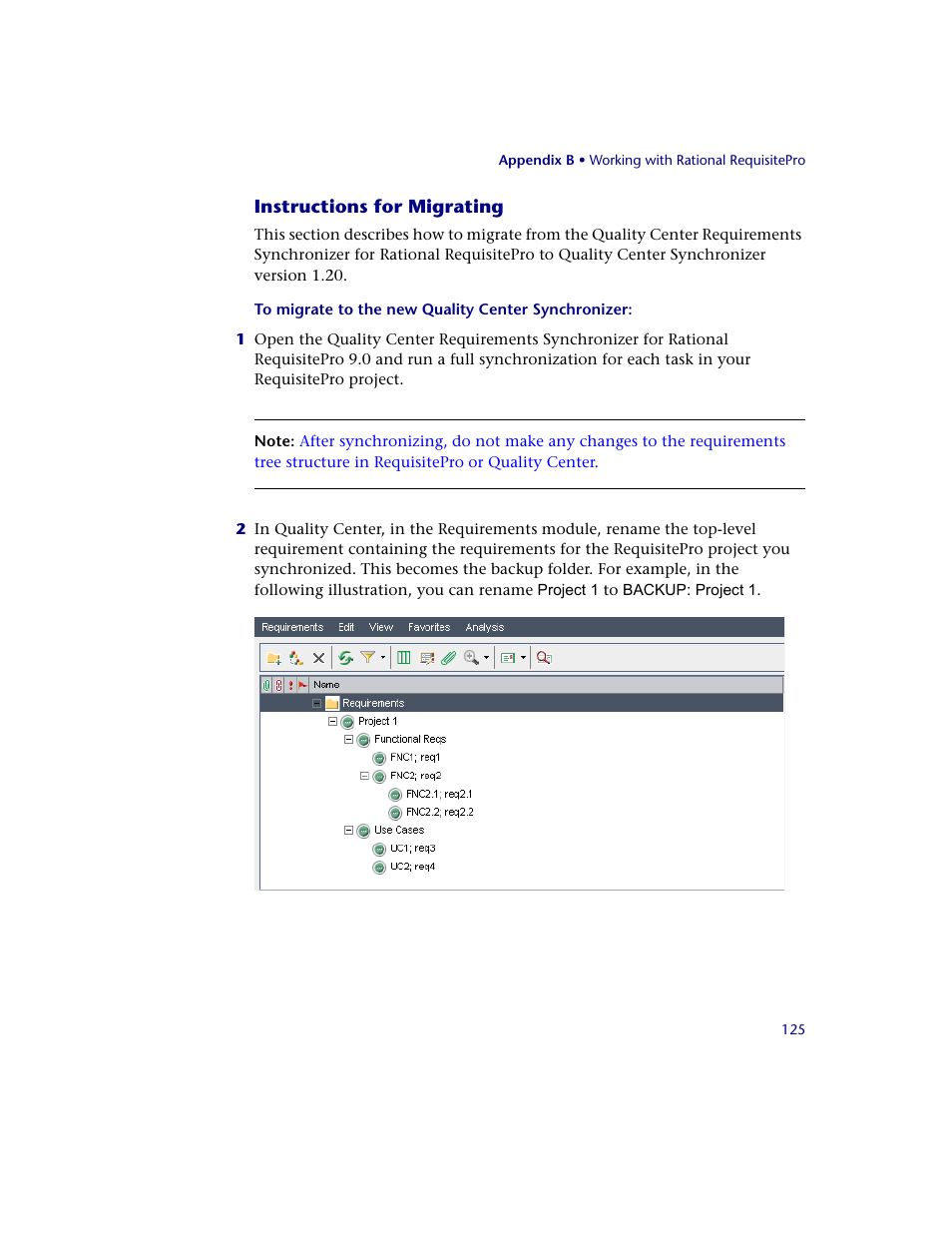 Instructions for migrating, Step 1 of the | HP Quality Center Synchronizer 1.2 User Manual | Page 125 / 130
