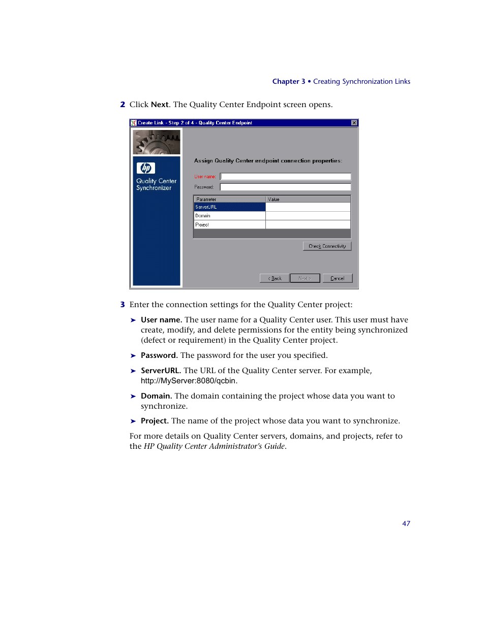 HP Quality Center Synchronizer 1.2 User Manual | Page 47 / 130