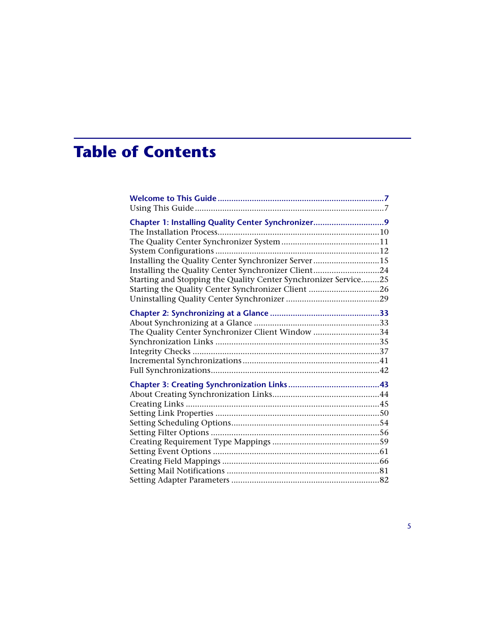 HP Quality Center Synchronizer 1.2 User Manual | Page 5 / 130