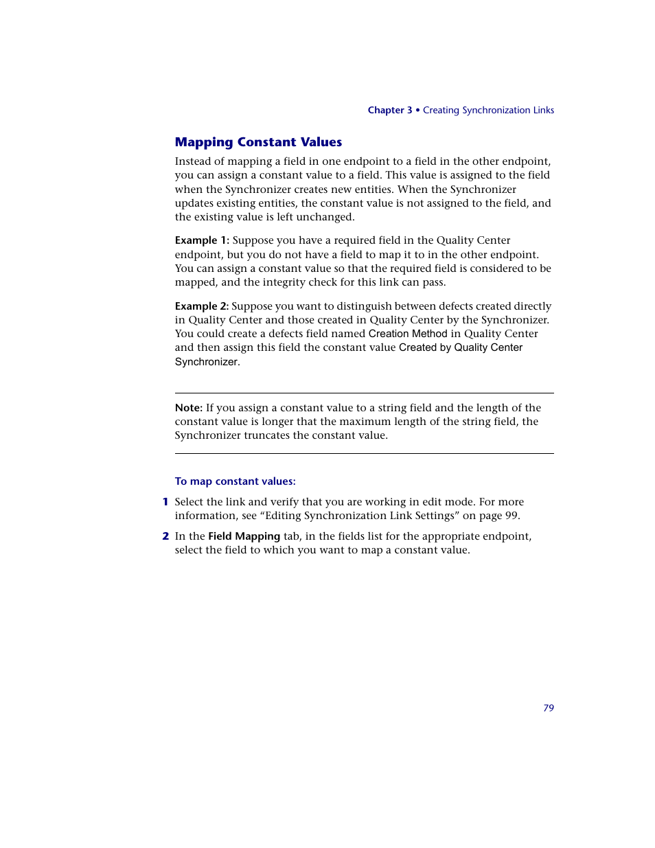 Mapping constant values | HP Quality Center Synchronizer 1.2 User Manual | Page 79 / 130