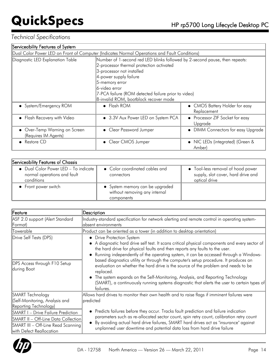 Quickspecs | HP rp5700 User Manual | Page 14 / 38