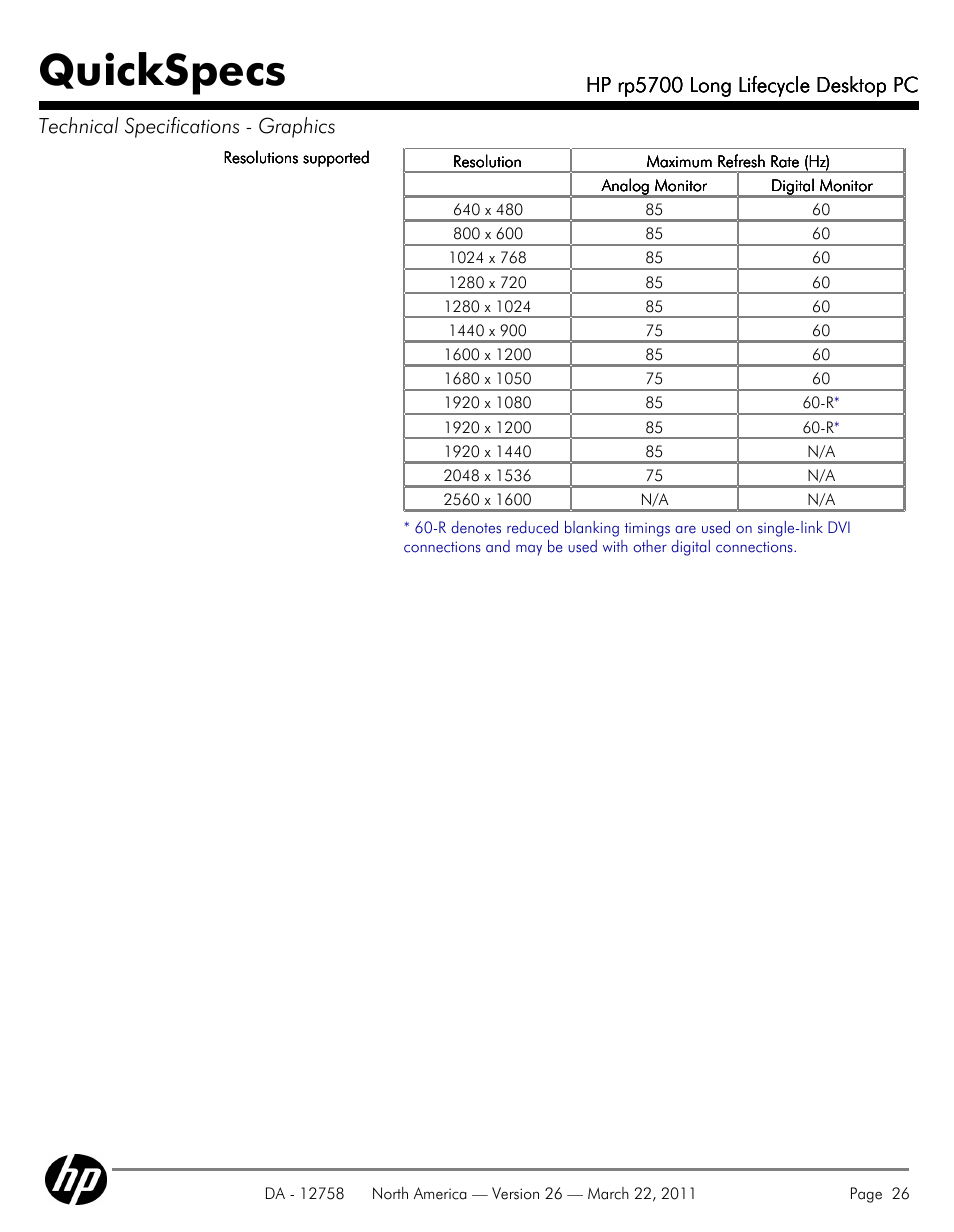 Quickspecs | HP rp5700 User Manual | Page 26 / 38