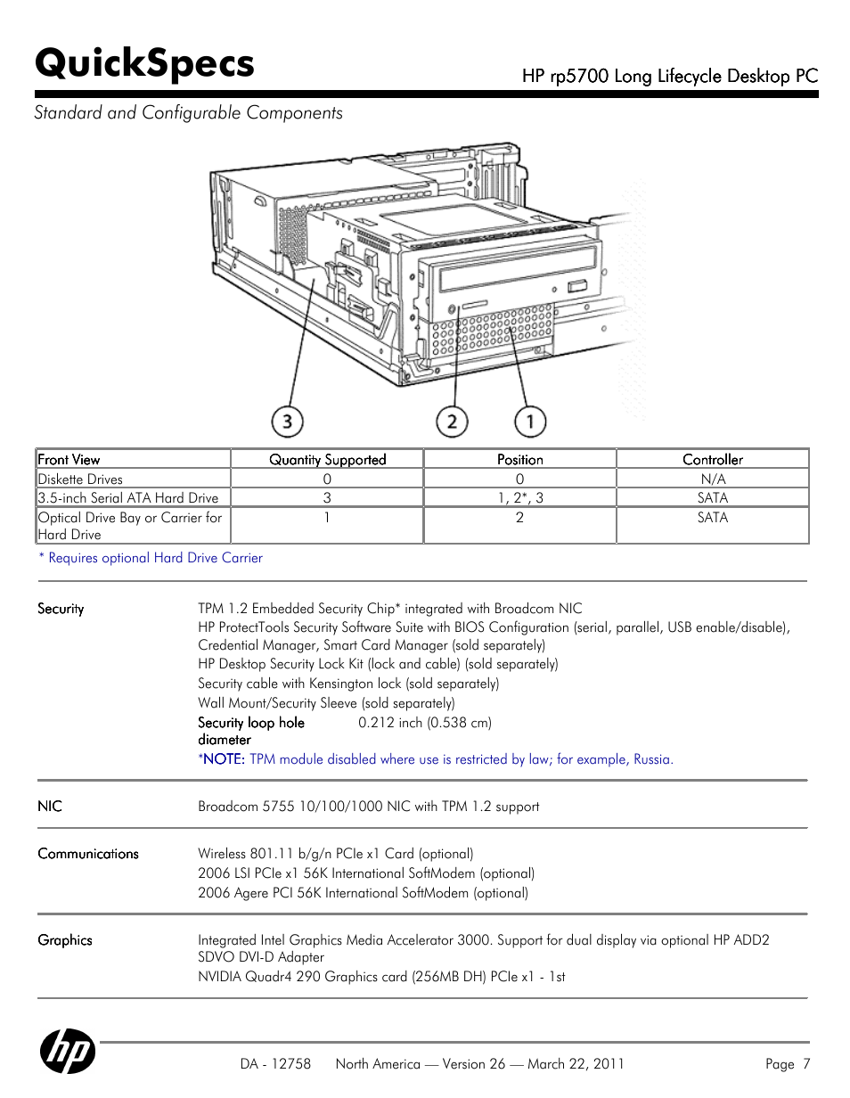 Quickspecs | HP rp5700 User Manual | Page 7 / 38
